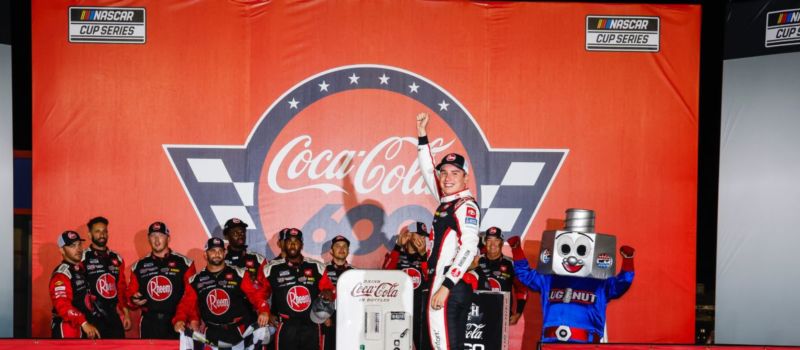 Christopher Bell celebrates after winning Sunday's Coca-Cola 600 at Charlotte Motor Speedway.